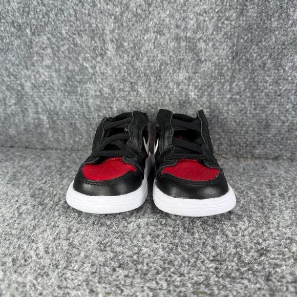 Jordan 1 Low Bred Toe Toddler 4c Shoes Black Red Athletic Sneakers - Picture 3 of 10